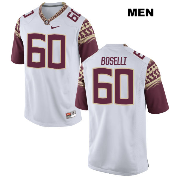 Men's NCAA Nike Florida State Seminoles #60 Andrew Boselli College White Stitched Authentic Football Jersey LGB1669KV